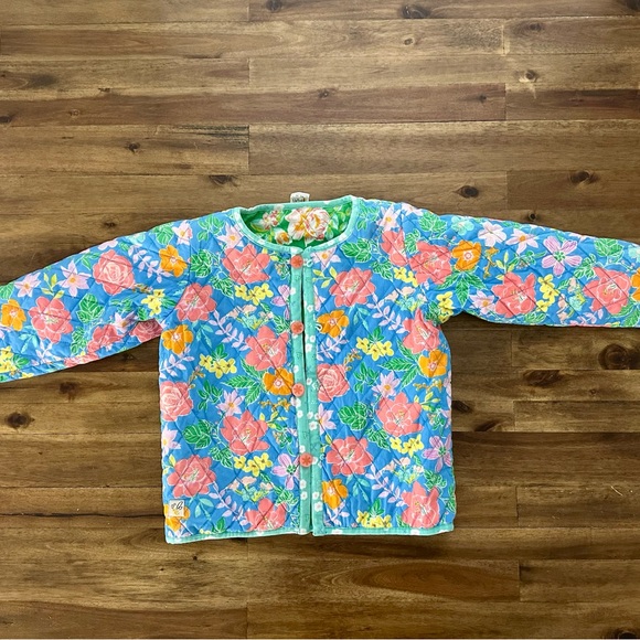 Wildflowers Best Day Ever Double Dip Reversible Jacket 10 Green Pink Floral Blue - Picture 7 of 8